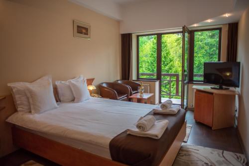 锡纳亚玛拉米酒店的酒店客房,配有床和电视