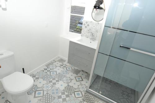 翁弗勒尔Près du Pont, Appartement 35m2 hyper centre Honfleur的一间带卫生间和淋浴的浴室