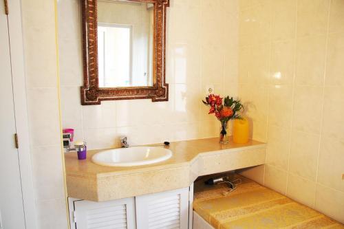 卡尼索Penthaus Villa Erika Madeira的一间带水槽和镜子的浴室
