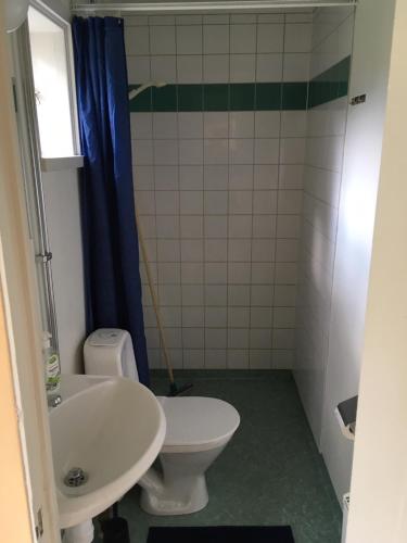 MalingsboTättas stuga på Malingsbo Herrgård的浴室配有白色卫生间和盥洗盆。