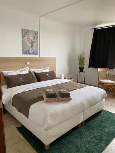 阿夫利赫姆新福克斯酒店的一间卧室配有一张大床和两条毛巾