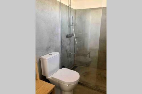 科武港Porto Covo Bay House的一间带卫生间和淋浴的浴室