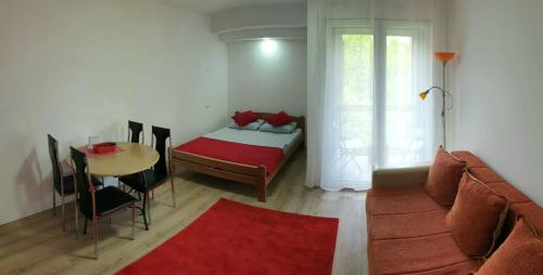 索科矿泉村Apartman 4 - Studio Janja的客厅配有沙发和桌子
