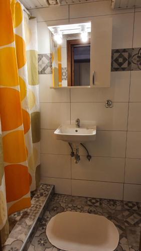 尼坡帝Haus Maria的一间带水槽和镜子的浴室