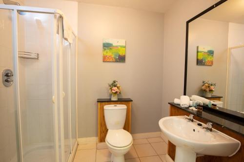塔伯柯里墨菲斯酒店的浴室配有卫生间、盥洗盆和淋浴。