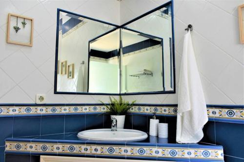 阿尔科斯-德拉弗龙特拉"Ñ" Casa Rural El Romeral - ALEGRÍA Housing的一间带水槽和镜子的浴室