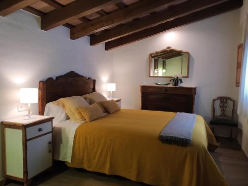 圣格雷戈里奥马斯吉贝特旅馆的一间卧室配有一张大床和镜子
