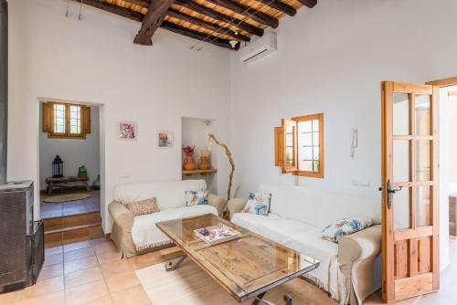 圣埃乌拉利亚Casa rural es Murtà的客厅配有沙发和桌子