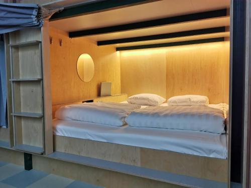 Green Marmot Capsule Hotel Zürich客房内的一张或多张床位