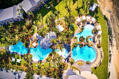 白日梦岛Daydream Island Resort的享有度假村游泳池的顶部景致
