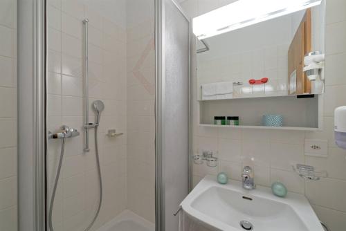 奥西耶尔总站酒店的带淋浴和盥洗盆的浴室