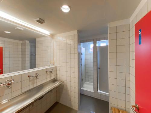 MadulainMadulain Lodge @ Werkhof的一间带大镜子和淋浴的浴室