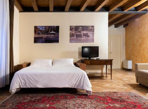 科拉迪拉齐塞帕尔科特马乐迪戴瑟德力别墅的一间卧室配有一张床、一台电视和一张沙发