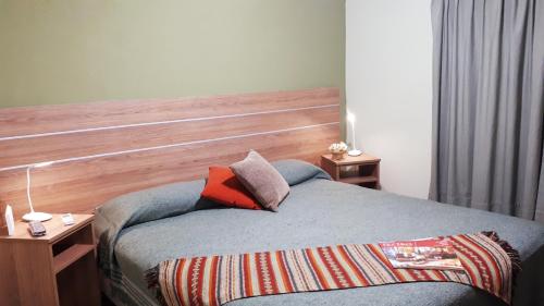 维拉卡洛斯帕兹米拉多尔代拉斯山脉酒店的一间卧室配有一张带木制床头板的床
