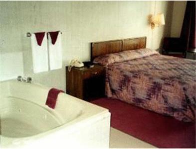 布兰森Twinkle Inn的浴室设有床,床边设有浴缸