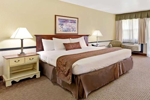 普罗沃普若佛河贝蒙特套房酒店的一间设有大床和窗户的酒店客房
