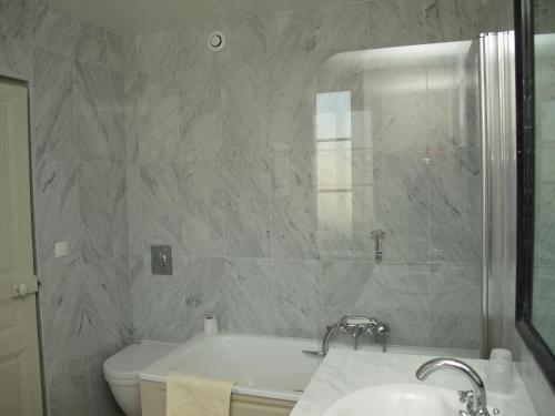 枫丹白露德隆德里斯酒店的带浴缸、卫生间和盥洗盆的浴室