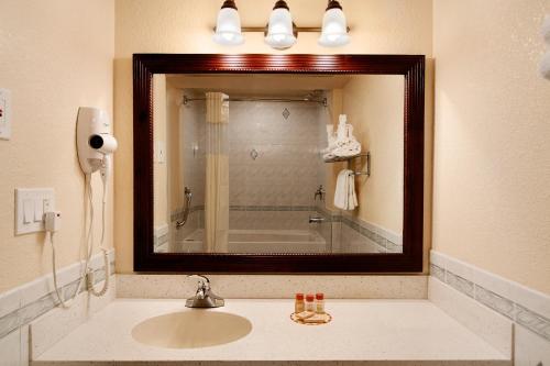南乌特斯普林瓦利纳纽埃特戴斯酒店的一间带水槽和大镜子的浴室