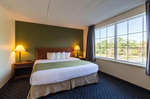韦斯特切斯特Quality Inn & Suites Conference Center West Chester的酒店客房设有一张床和一个大窗户