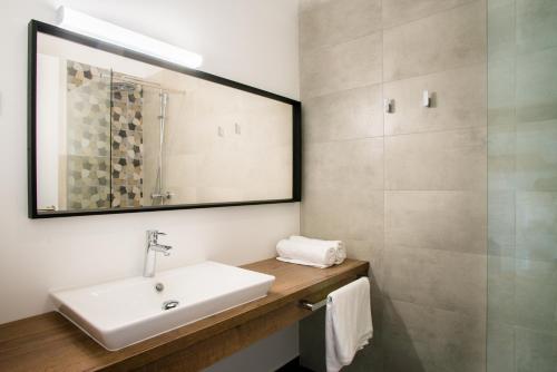 BrezovicaRoko Garni Hotel的一间带水槽和镜子的浴室