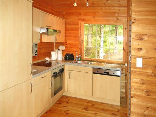 巴里斯川Holiday Home Franz - FJS111 by Interhome的小木屋内的厨房设有水槽和窗户