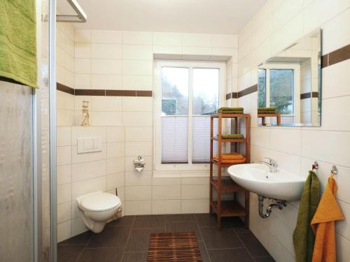 科尔斯万特Ferienhaus Sonneninsel 5c的一间带卫生间和水槽的浴室