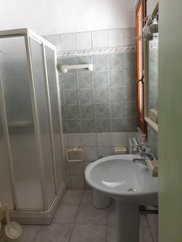 TeltiLu Lisandru的一间带水槽和淋浴的浴室