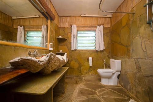 班布里齐瓦海滩度假酒店的一间带石质水槽和卫生间的浴室