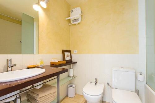 巴塞罗那阿尼塔住宿加早餐酒店的一间带水槽、卫生间和镜子的浴室