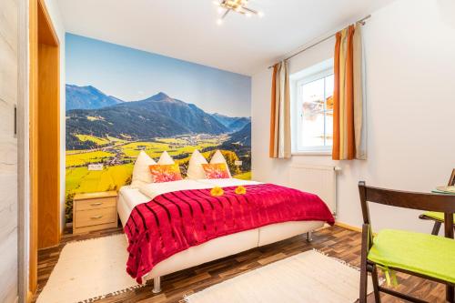 弗拉绍安纳斯公寓的一间带一张床的卧室,享有山景