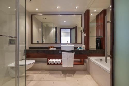 埃拉特Yam Suf by Isrotel Collection的浴室配有盥洗盆、卫生间和浴缸。