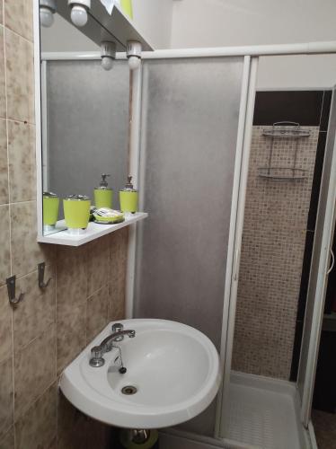 法尔科纳拉·玛里提马MONOLOCALI DA VINCI的浴室配有白色水槽和淋浴。