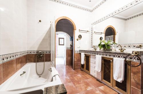 费拉尼特斯Aumallia Hotel & Spa的带浴缸、淋浴和盥洗盆的浴室