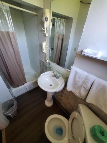 尼亚加拉瀑布尼亚加拉瀑布金沙汽车旅馆的一间带卫生间和水槽的浴室