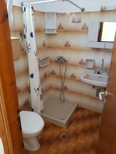 凯法利尼亚岛Filippos Apartments "Apartment 1"的一间带卫生间和水槽的浴室