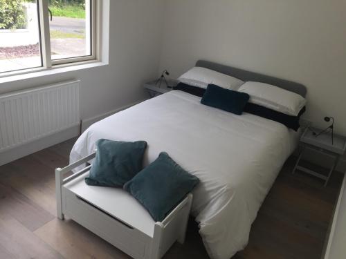 香农河畔卡里克Carrick-on-Shannon Guest House的卧室配有白色的床和两个枕头