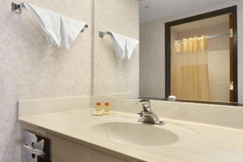凤凰城凤凰城北戴斯酒店的一间带水槽和镜子的浴室