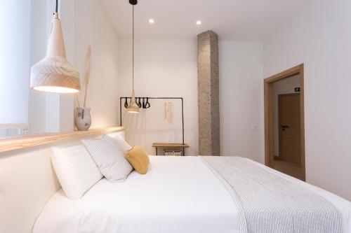 吉塔里亚GETARIA APARTAMENTUAK - Balentziaga的卧室配有白色的床铺和白色的枕头