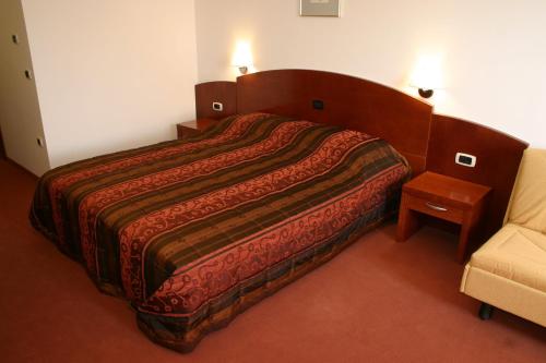 勒什Hotel Krek Superior的配有一张床和一把椅子的酒店客房
