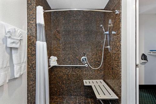 伯克利伯克利拉金塔酒店的带淋浴的浴室和长凳