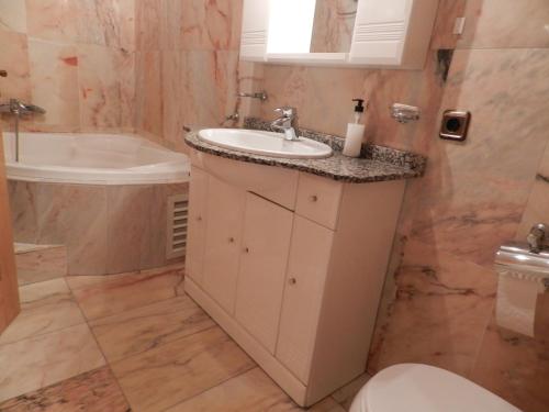 马萨纳Vallnord La Massana的浴室配有盥洗盆、卫生间和浴缸。