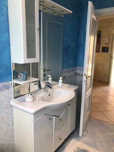 斯培西亚奇卡妈妈农家乐的浴室设有白色水槽和镜子