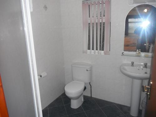 Ballyclare5号角落旅馆的男人拍着带卫生间和水槽的浴室的照片