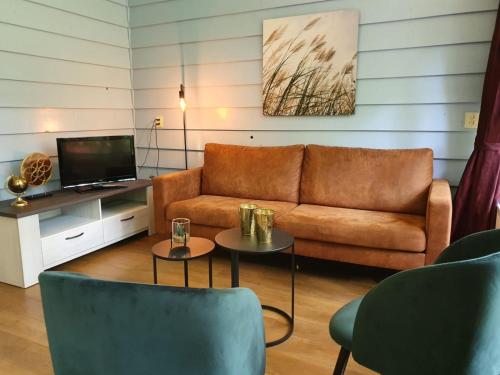 奥德米拉得姆De Patrijs的带沙发和电视的客厅