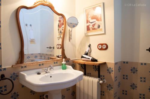 卡米诺新村Casa Rural La Cañada的一间带水槽和镜子的浴室