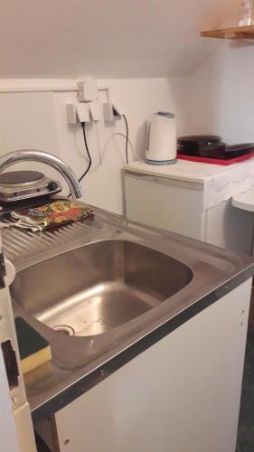 卡尼扎Hostel Bata的厨房内带水槽的厨房台面