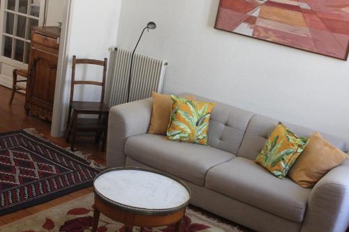 波尔多Burdigala Homes - Appart Sainte Catherine的客厅配有沙发和桌子