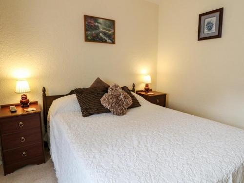 尤托克西特Summerfields的一间卧室配有一张床、两个床头柜和两盏灯。