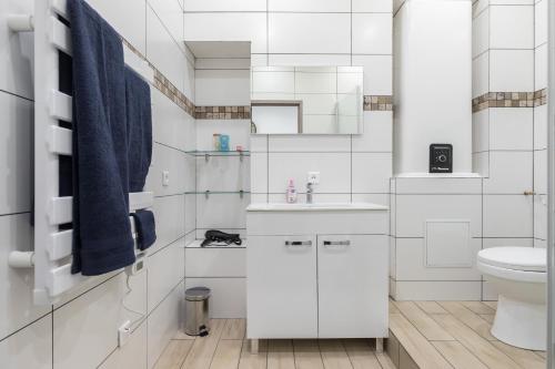尼斯格里马尔迪公寓的白色的浴室设有水槽和卫生间。