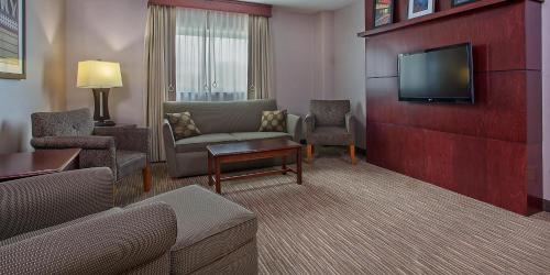 博林格林大学广场保龄格林假日酒店的带沙发和电视的客厅